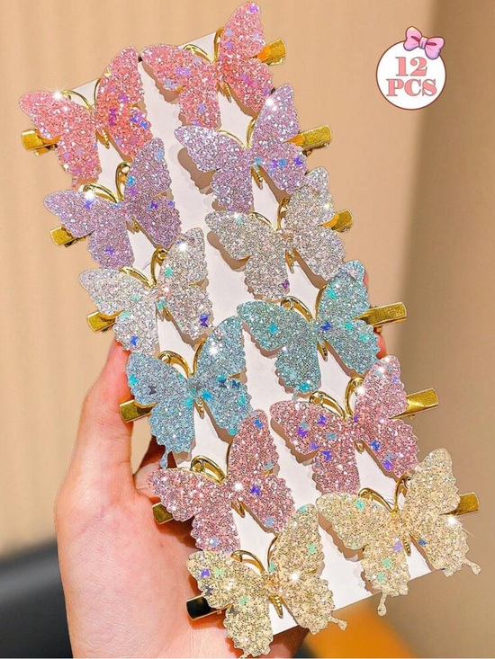 Accessories - Glitter Butterfly Hair Clips - Multicolor Sparkle Set
